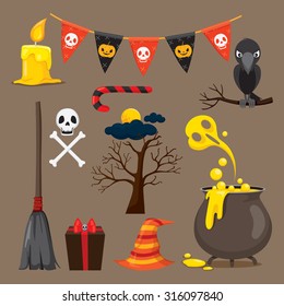 Halloween Icons Set, Mystery, Holiday, Culture, October, Decoration, Fantasy, Night Party