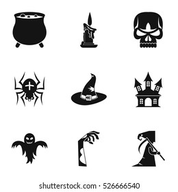 Halloween icons set. Simple illustration of 9 halloween vector icons for web