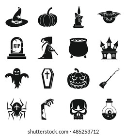 Halloween icons set in simple style. Halloween elements set collection vector illustration