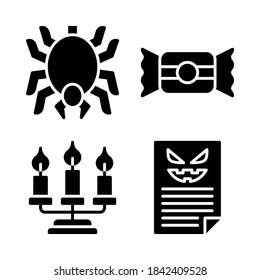 Halloween Icons Set= spider, candy, candles, file invitation . Perfect for website mobile app, app icons, presentation, illustration and any other projects.