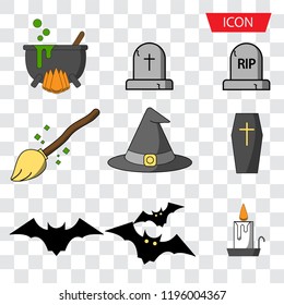 Halloween icons set symbol isolated on background.