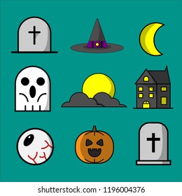 Halloween icons set symbol isolated on background.