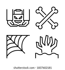 Halloween Icons Set= trick or treat, bones, spider web, hand scary . Perfect for website mobile app, app icons, presentation, illustration and any other projects.