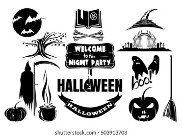 Halloween icons set. Trick or treat. Halloween silhouettes