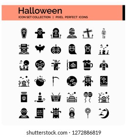 Halloween Icons Set. UI Pixel Perfect Well-crafted Vector Thin Line Icons. The illustrations are a vector.