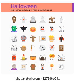 Halloween Icons Set. UI Pixel Perfect Well-crafted Vector Thin Line Icons. The illustrations are a vector.