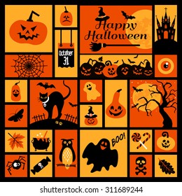 Halloween icons set. Vector Design elements for a holiday.