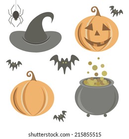 Halloween icons set. Vector illustration. Sticker for halloween party