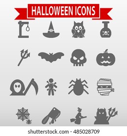 Halloween Icons Set Vector Illustration