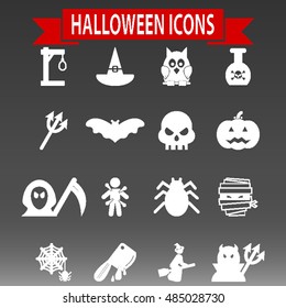 Halloween Icons Set Vector Illustration