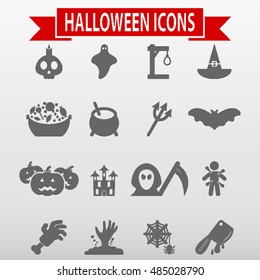 Halloween Icons Set Vector Illustration