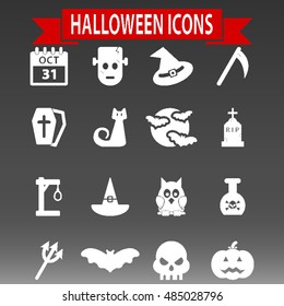 Halloween Icons Set Vector Illustration