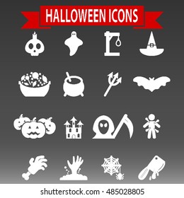 Halloween Icons Set Vector Illustration