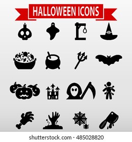 Halloween Icons Set Vector Illustration