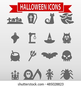 Halloween Icons Set Vector Illustration