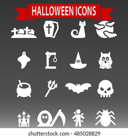 Halloween Icons Set Vector Illustration