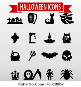 Halloween Icons Set Vector Illustration