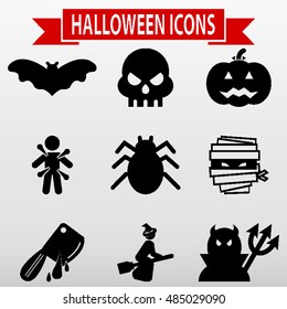 Halloween Icons Set Vector Illustration