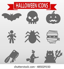 Halloween Icons Set Vector Illustration