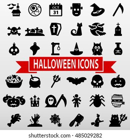 Halloween Icons Set Vector Illustration