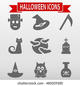 Halloween Icons Set Vector Illustration