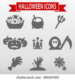 Halloween Icons Set Vector Illustration