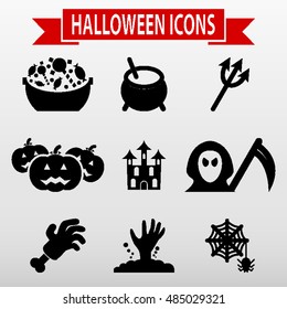 Halloween Icons Set Vector Illustration