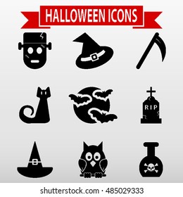 Halloween Icons Set Vector Illustration