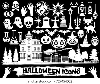 Halloween icons set. Vector illustration