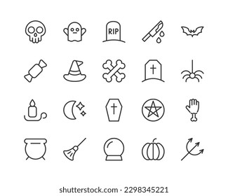 halloween icons set for web and UIUX design. Vector objects isolated on a white background