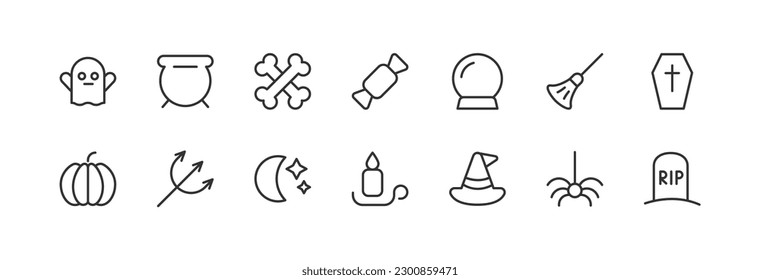 halloween icons set for web and UIUX design. Vector objects isolated on a white background