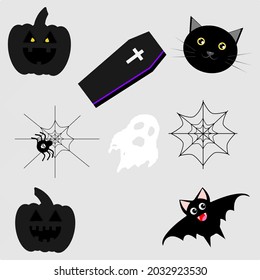 Halloween icons. Seth. Vector. Fun party .