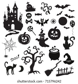 Halloween icons silhouette collection