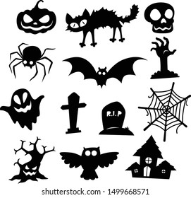 Halloween Icons Silhouette Collection, Vector