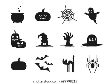 Halloween icons, Silhouettes on a theme of halloween