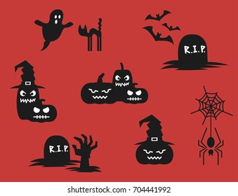 Halloween icons, Silhouettes on a theme of halloween
