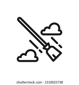 Halloween icons. Simple flying broom stick icons in line style design on white background. Related to halloween, wizard, witch, magic, and pattern design. Vector Illustration Pixel Perfect 48x48.