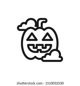 Halloween icons. Simple pumpkin icons in line style design on white background. Related to halloween, logo and pattern design. Vector Illustration Pixel Perfect 48x48.