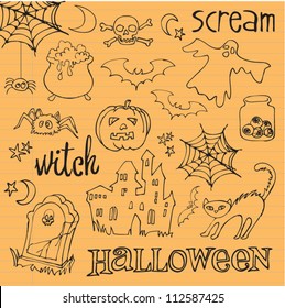 Halloween icons sketch vector