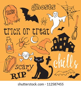 Halloween icons sketch vector