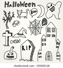 Halloween icons sketch vector