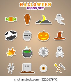 Halloween icons. Stickers Vector Illustration