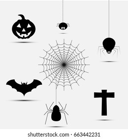Halloween icons symbol vector illustrations on white background.