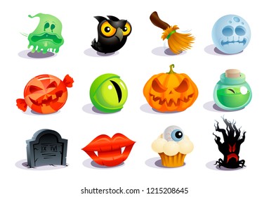 Halloween icons and symbols vector set