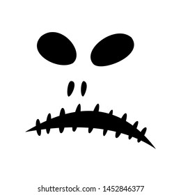 Halloween icons: thin monochrome icon set, black and white kit. Creepy and funny jack face, bat, lettering.