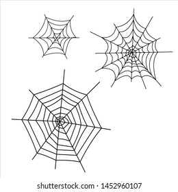 Halloween icons: thin monochrome icon set, black and white kit. Creepy and funny jack face, bat, lettering, spider web.