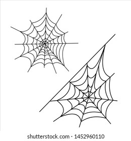 Halloween icons: thin monochrome icon set, black and white kit. Creepy and funny jack face, bat, lettering, spider web.