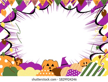 Halloween icons and various pattern background    stripe,dot,gingham check