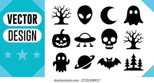 Iconos de Halloween y fantasma de diseño de Vector