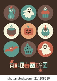 halloween icons. vector illustration